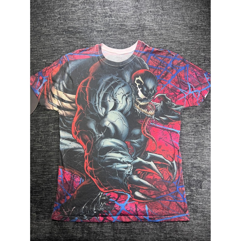 Marvel Venom T-Shirt Mens Small Red All Over Print Graphic Short Sleeve Tee